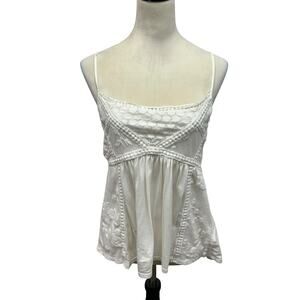 Boho Lace Cami Top American Eagle White Sleeveless Embroidered Festival Size L